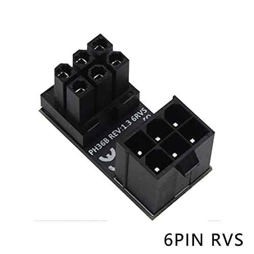 WLGQ ATX Female to Male 6pin Adapter 180 Degree Angled RVS for Desktop Graphics Card - WLGQHUB