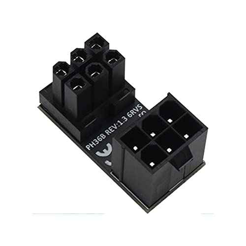 WLGQ ATX Female to Male 6pin Adapter 180 Degree Angled RVS for Desktop Graphics Card - WLGQHUB