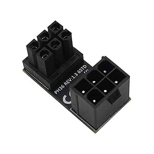 WLGQ ATX Female to Male 6pin Adapter 180 Degree Angled RVS for Desktop Graphics Card - WLGQHUB