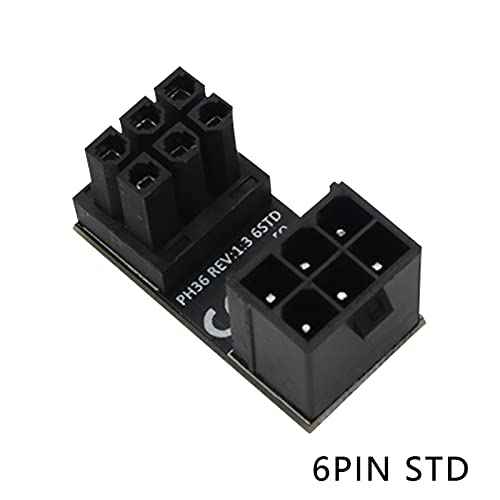 WLGQ ATX Female to Male 6pin Adapter 180 Degree Angled RVS for Desktop Graphics Card - WLGQHUB