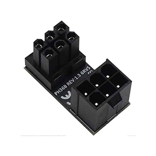 WLGQ ATX Female to Male 6pin Adapter 180 Degree Angled RVS for Desktop Graphics Card - WLGQHUB