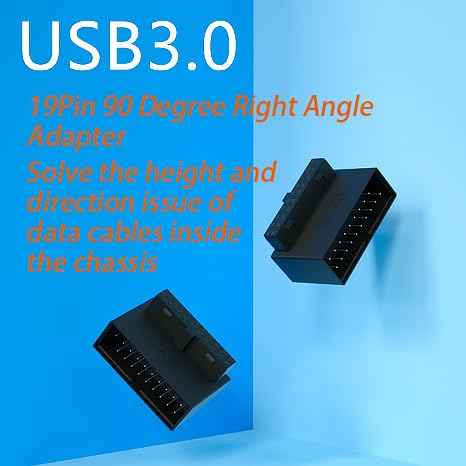 WLGQ USB 3.0 Right Angle Extension Adapter 90 Degree Male to Female for Efficient Cable Management & Easy PC Assembly - WLGQHUB