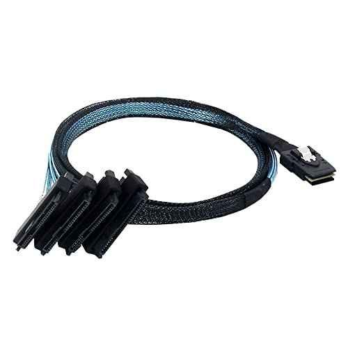 WLGQ Internal Mini SAS SFF-8087 to 4X SAS 29Pin SFF-8482 Hard Disk SAS Cable with SATA Power Port (1.6) - WLGQHUB