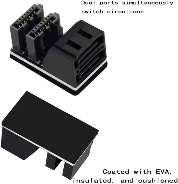 WLGQ Double-Layer SATA Adapter 7-Pin Male to Female 90-Degree, Dual Port Simultaneous Direction Switch, EVA Coated Insulated - WLGQHUB