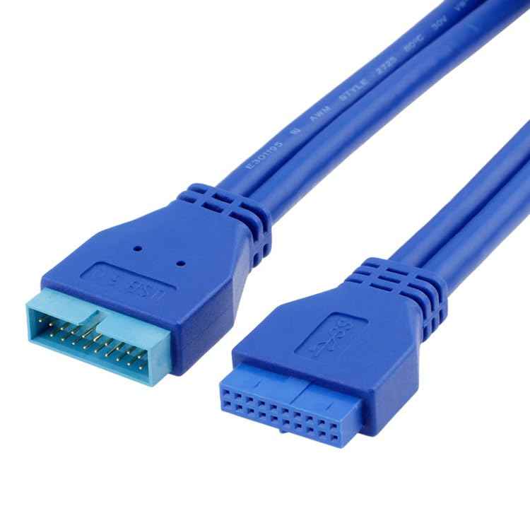 WLGQ USB 3.0 Internal Extension Cable 19/20-Pin Male to Female (0.2m) - High-Speed 5Gbps for Motherboard Headers and Front Panel Ports - WLGQHUB