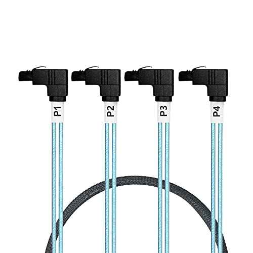 WLGQ Mini SAS to SATA Cable 36Pin (SFF-8087) to 4 SATA 7Pin 90° Elbow, 1M (3.3FT) - WLGQHUB
