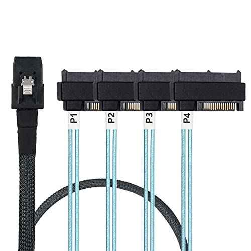 WLGQ Internal Mini SAS SFF-8087 to 4X SAS 29Pin SFF-8482 Hard Disk SAS Cable with SATA Power Port (1.6) - WLGQHUB