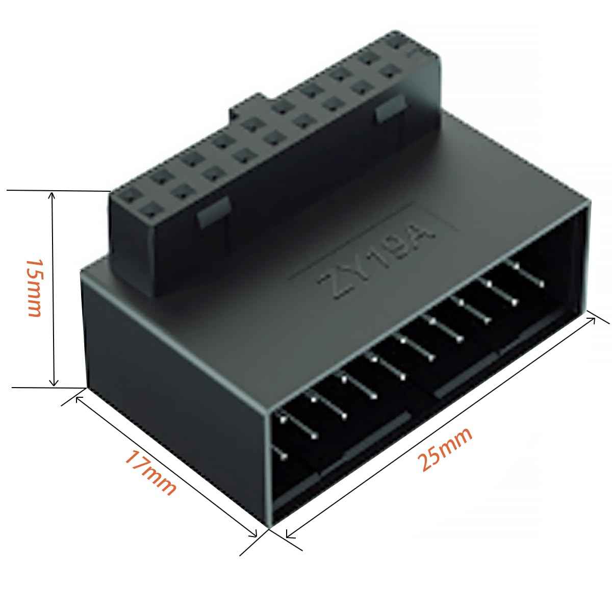 WLGQ USB 3.0 Right Angle Extension Adapter 90 Degree Male to Female for Efficient Cable Management & Easy PC Assembly - WLGQHUB
