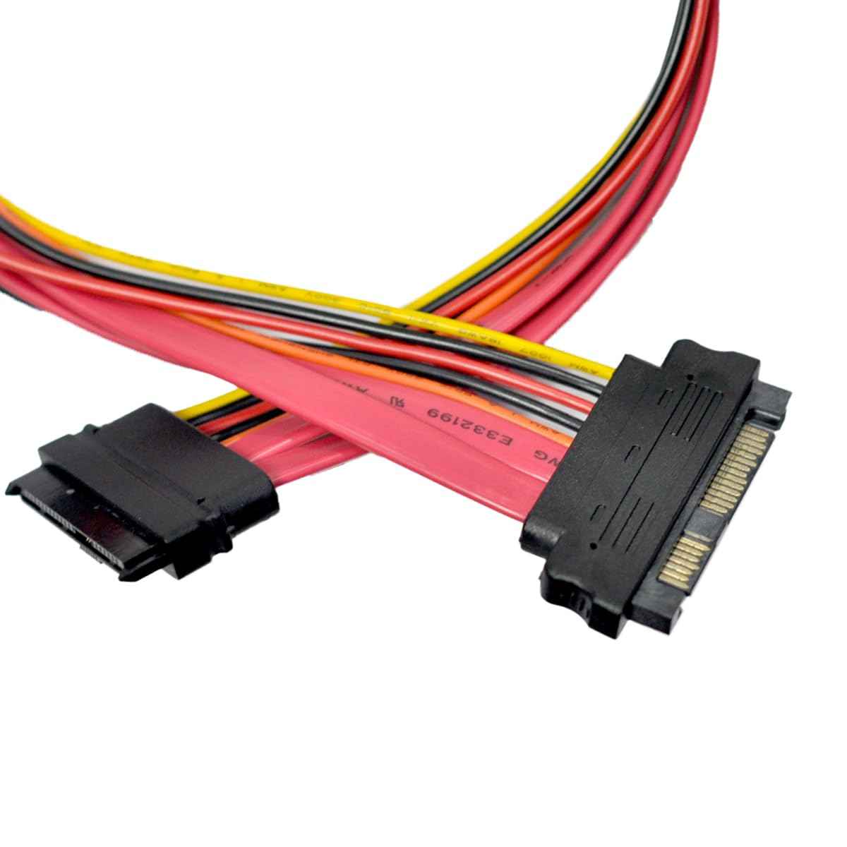 WLGQ SAS 29PIN SFF-8482 Extension Cable - Male to Female Hard Drive Cable - WLGQHUB