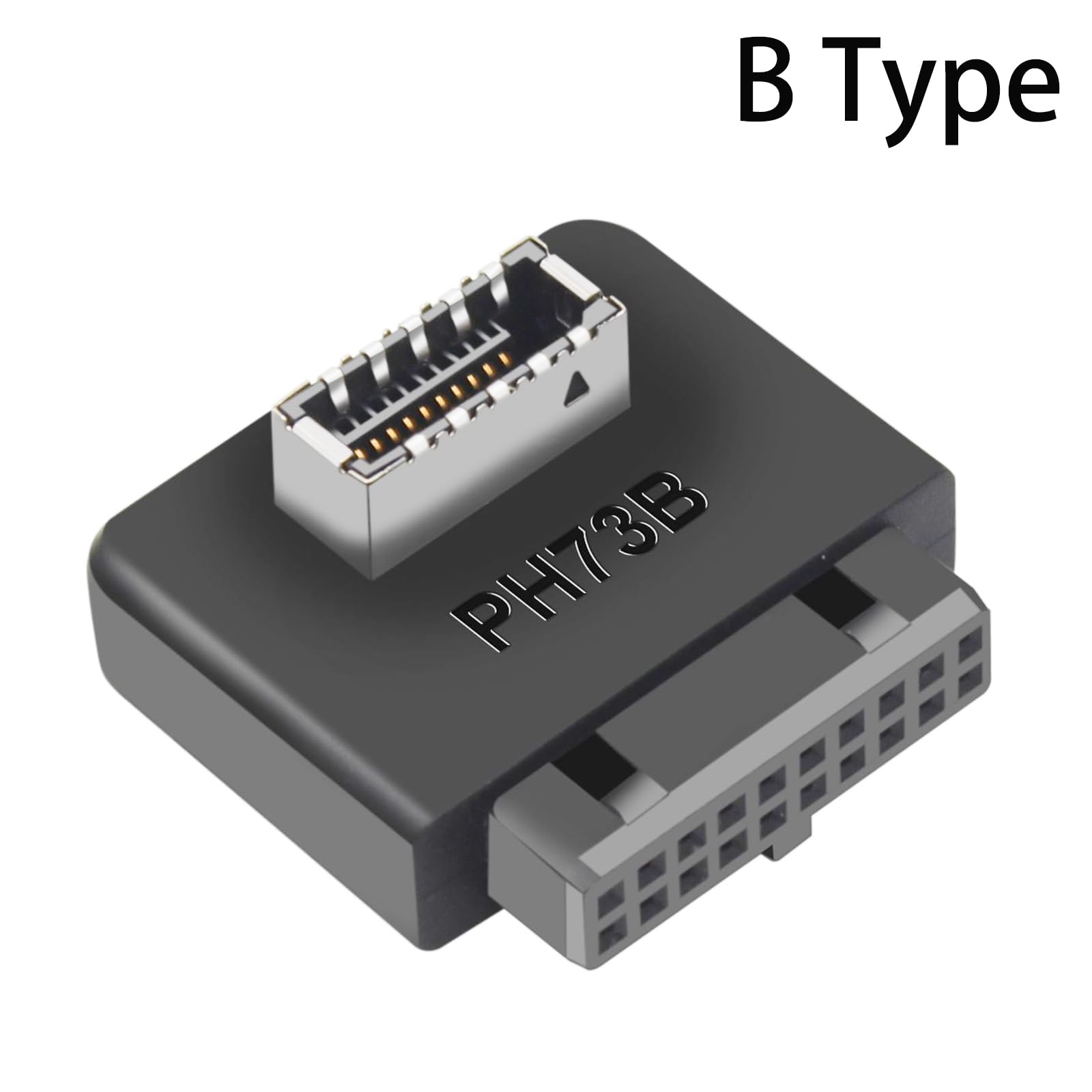 WLGQ USB 3.0 Type E Adapter, Internal USB 3.2 Converter, 19-Pin to TYPE-E, Black - WLGQHUB