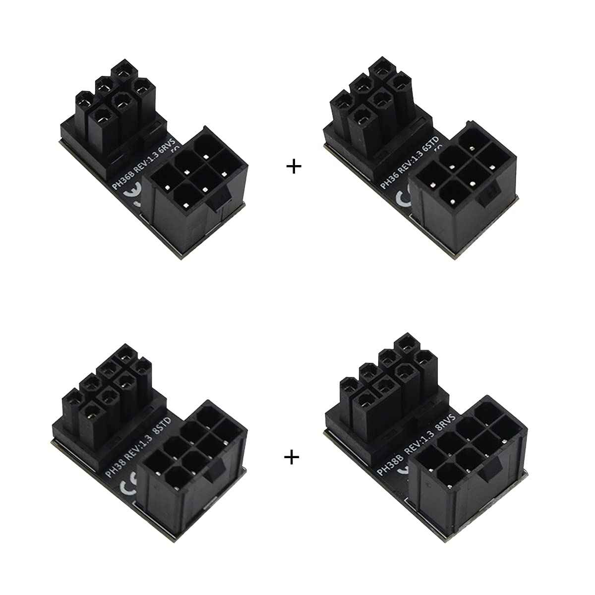 WLGQ ATX Female to Male 6pin Adapter 180 Degree Angled RVS for Desktop Graphics Card - WLGQHUB