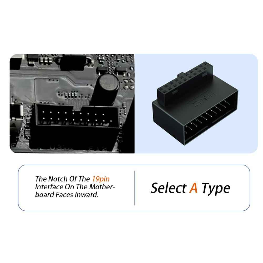 WLGQ USB 3.0 Right Angle Extension Adapter 90 Degree Male to Female for Efficient Cable Management & Easy PC Assembly - WLGQHUB