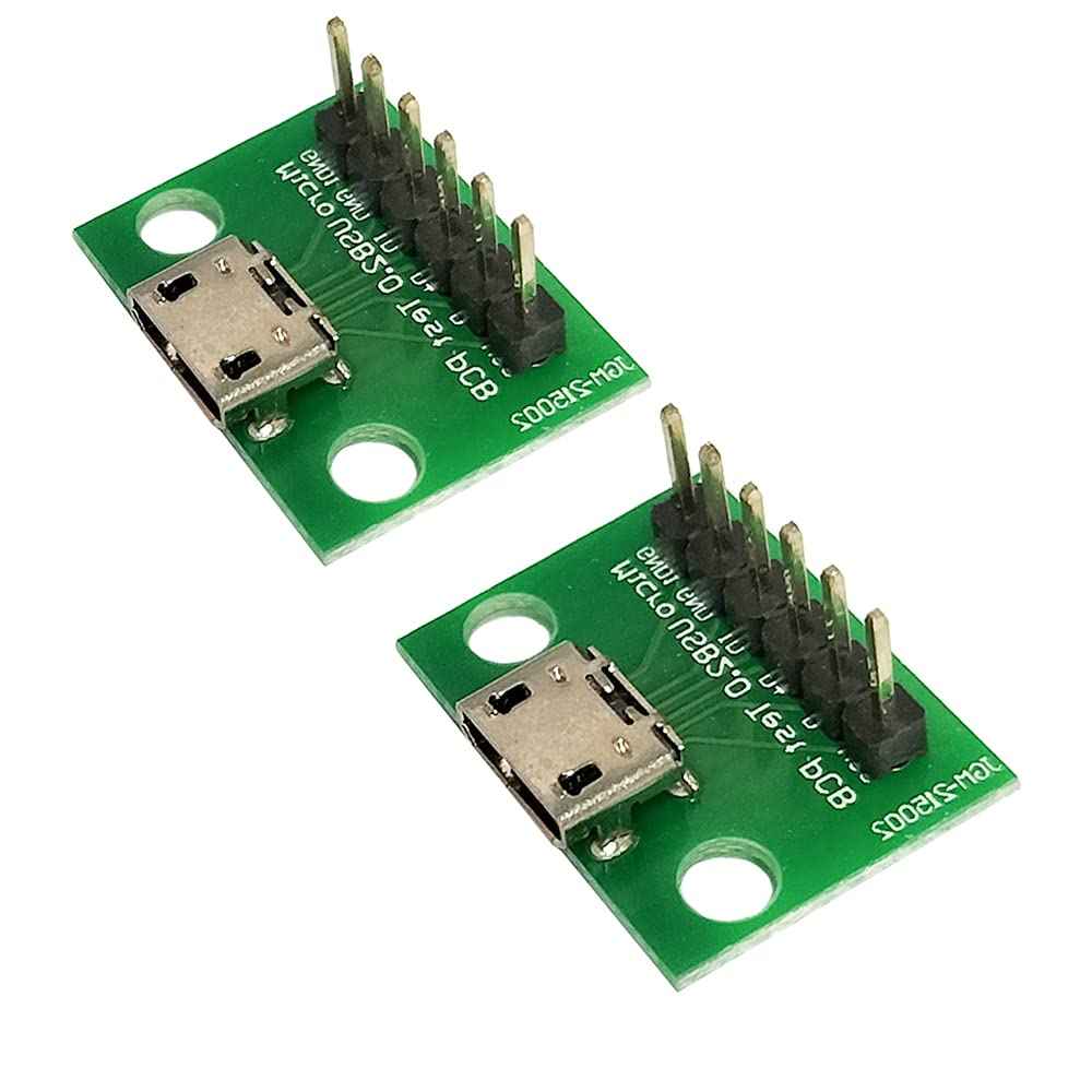 WLGQ Micro USB 2.0 Breakout Board - 6-Pin Test PCB Interface, 10 Pack for Easy Connections - WLGQHUB