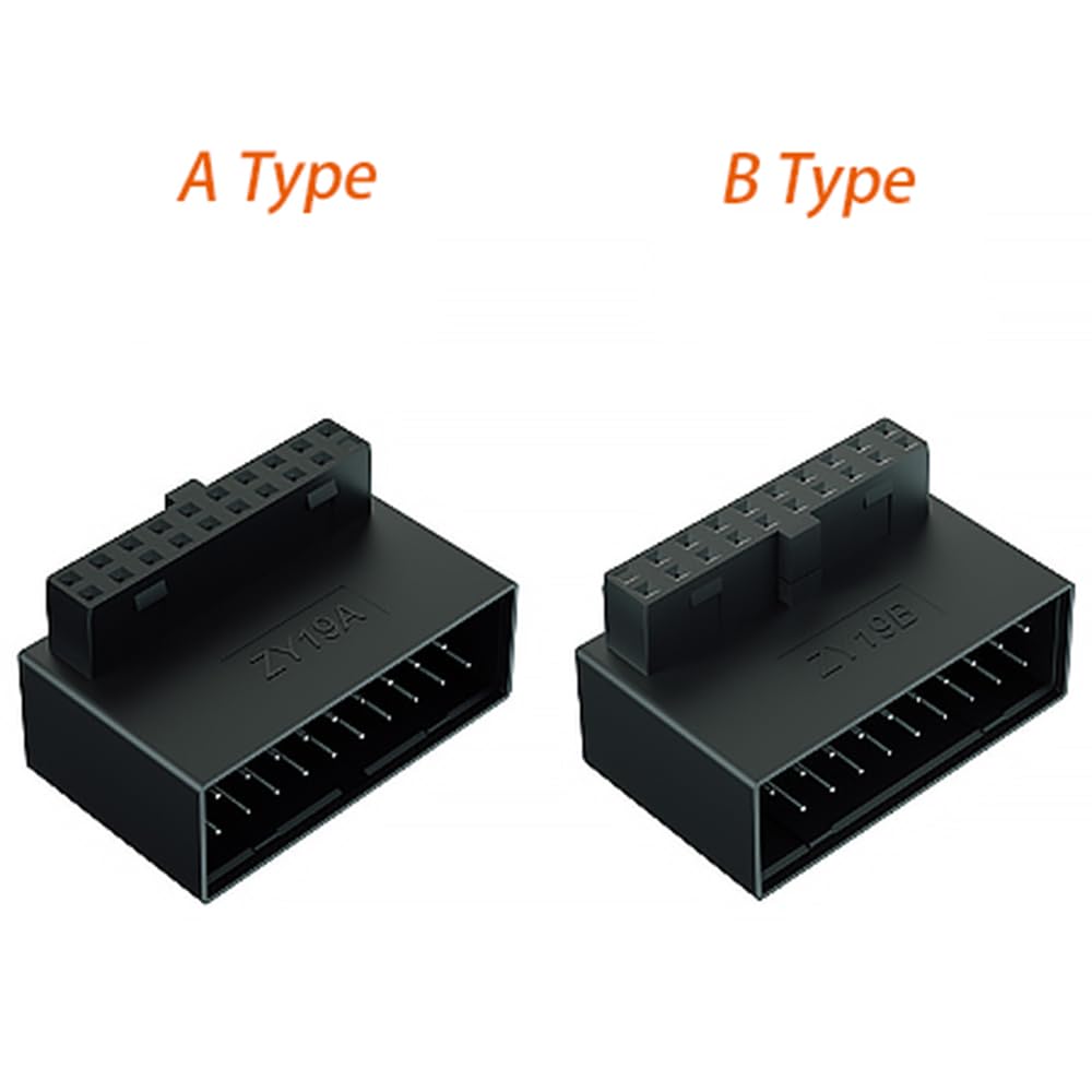 WLGQ USB 3.0 Right Angle Extension Adapter 90 Degree Male to Female for Efficient Cable Management & Easy PC Assembly - WLGQHUB