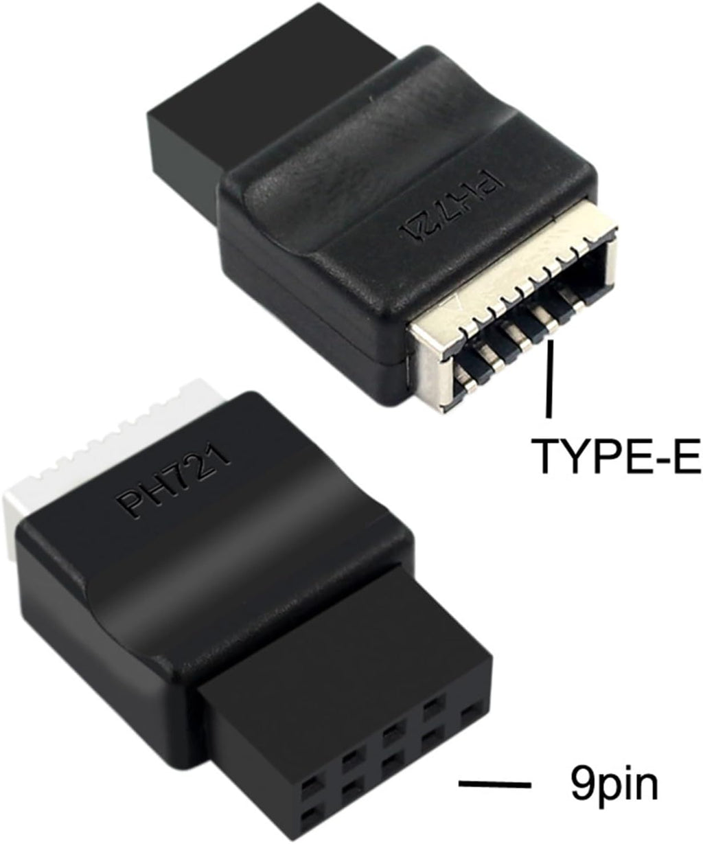 WLGQ USB 2.0 9Pin to Type-E Adapter for Motherboards - Black - WLGQHUB