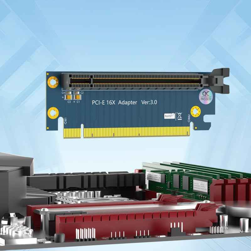 WLGQ PCI-E Riser Card Adapter - PCI Express Version 4.0, 90 Degree Male to Female Adapter - WLGQHUB