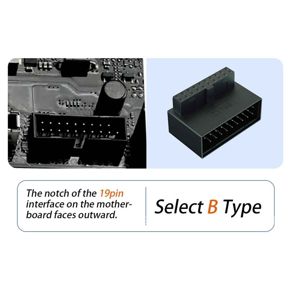 WLGQ USB 3.0 Right Angle Extension Adapter 90 Degree Male to Female for Efficient Cable Management & Easy PC Assembly - WLGQHUB