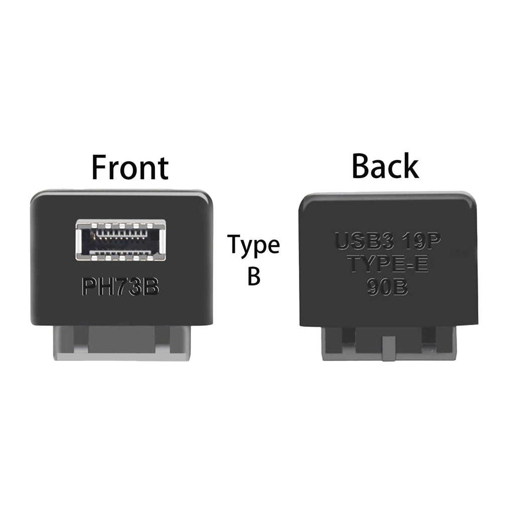 WLGQ USB 3.0 Type E Adapter, Internal USB 3.2 Converter, 19-Pin to TYPE-E, Black - WLGQHUB