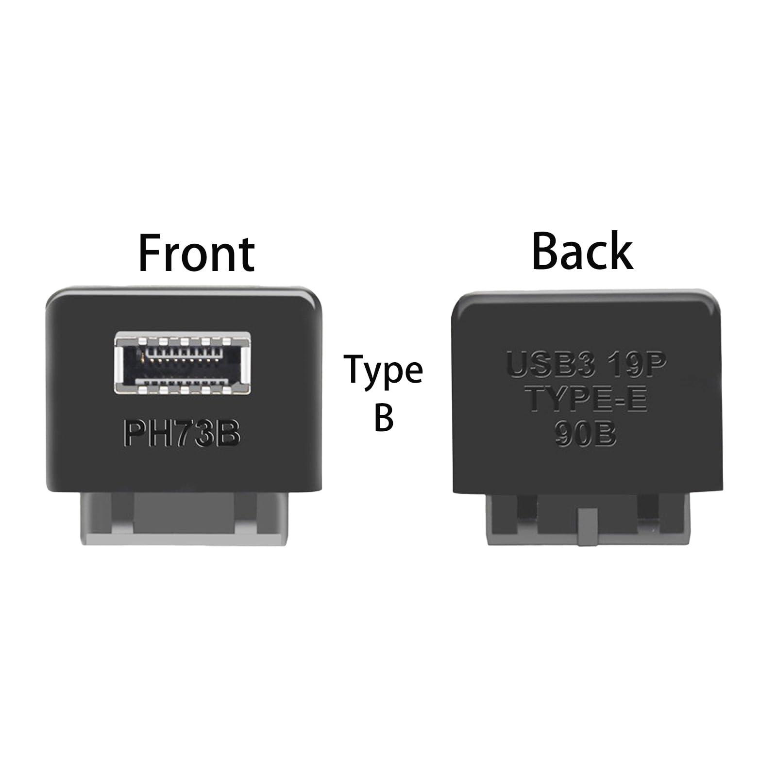 WLGQ USB 3.0 Type E Adapter, Internal USB 3.2 Converter, 19-Pin to TYPE-E, Black - WLGQHUB