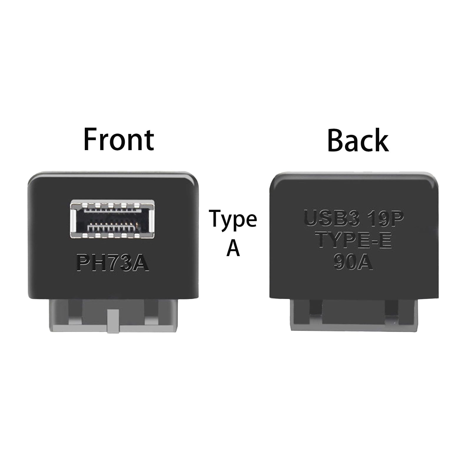 WLGQ USB 3.0 Type E Adapter, Internal USB 3.2 Converter, 19-Pin to TYPE-E, Black - WLGQHUB