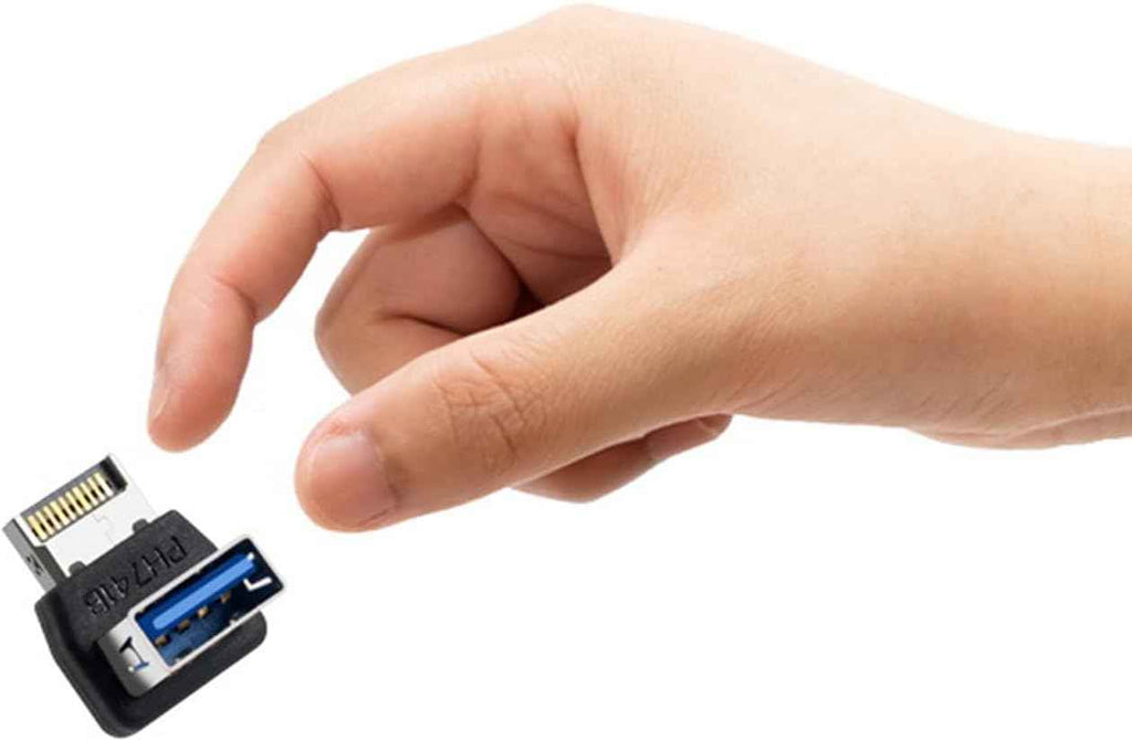WLGQ USB 3.2 Type-E to A Adapter - E Male to A Female Gen2 Right Angle Internal Header Converter for Motherboard Front Panel & PC Case Cable Management - WLGQHUB