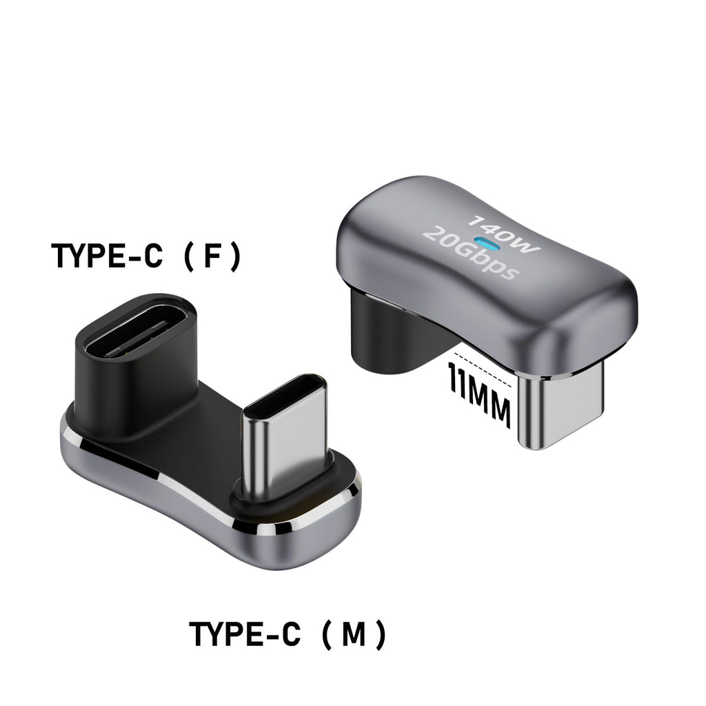 WLGQ USB Type-C to USB-A Adapter, U-Shaped Low-Profile Design, 10Gbps Data & Charging for Smartphones, Tablets, Nintendo Switch - 2 Pack, Gray - WLGQHUB