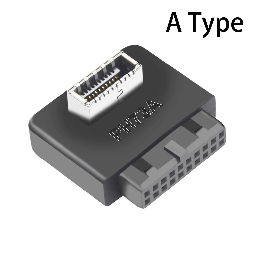 WLGQ USB 3.0 Type E Adapter, Internal USB 3.2 Converter, 19-Pin to TYPE-E, Black - WLGQHUB