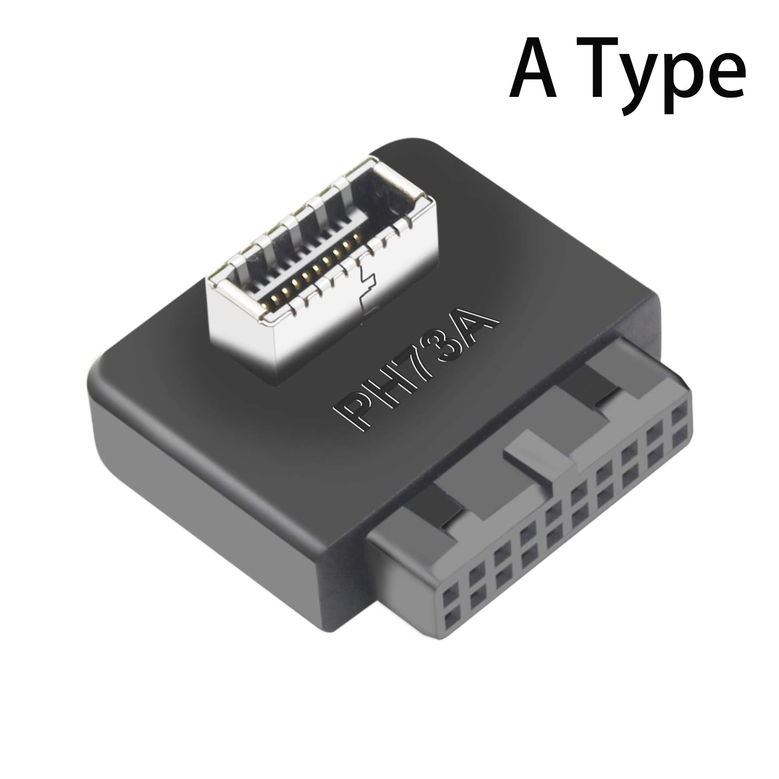 WLGQ USB 3.0 Type E Adapter, Internal USB 3.2 Converter, 19-Pin to TYPE-E, Black - WLGQHUB