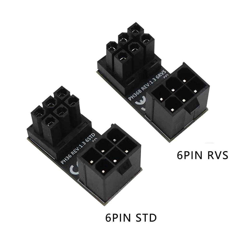 WLGQ ATX Female to Male 6pin Adapter 180 Degree Angled RVS for Desktop Graphics Card - WLGQHUB