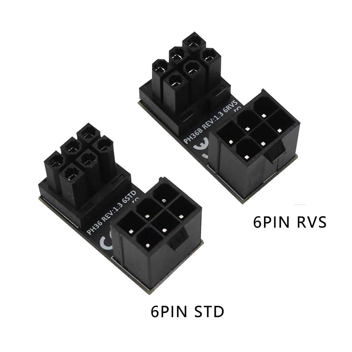 WLGQ ATX Female to Male 6pin Adapter 180 Degree Angled RVS for Desktop Graphics Card - WLGQHUB