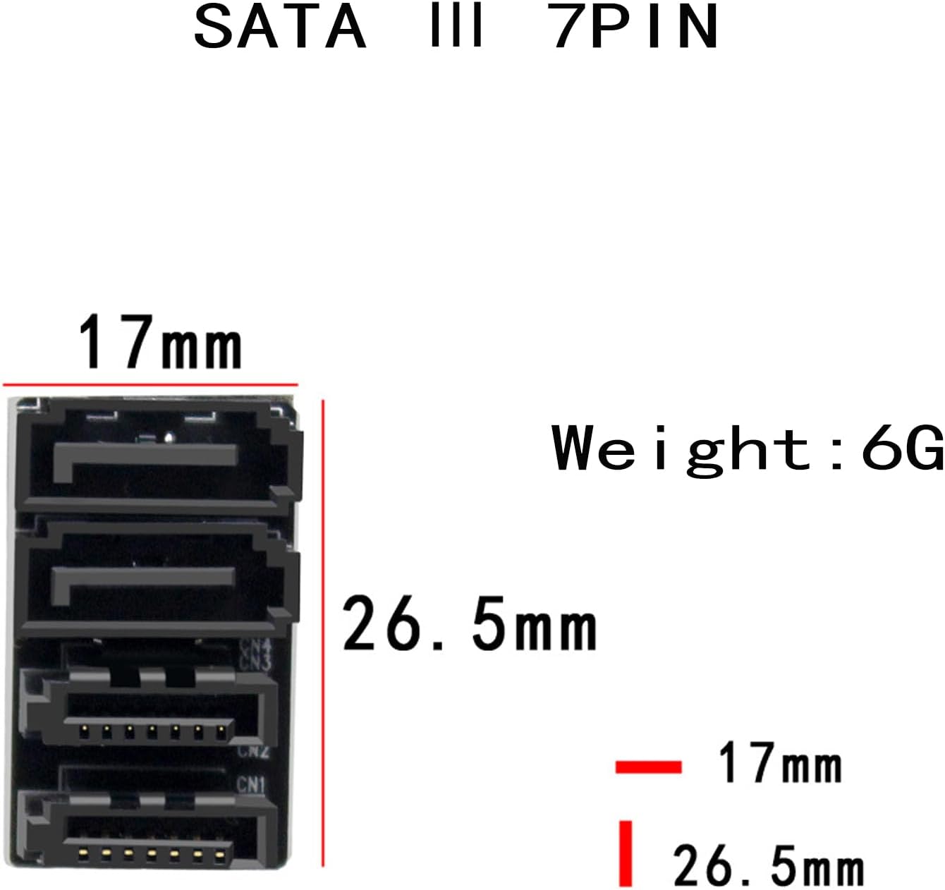 WLGQ Double-Layer SATA Adapter 7-Pin Male to Female 180-Degree with 4 Ports, Black Matte Finish, EVA Insulated, Motherboard Adapter - WLGQHUB