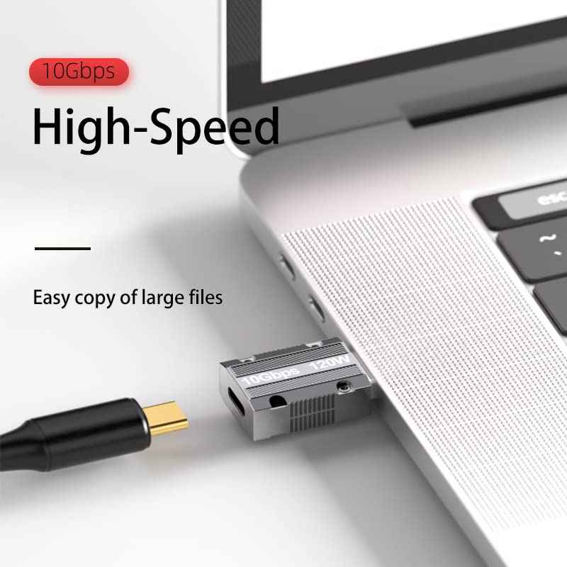 WLGQ 10Gbps USB A to C Adapter - Zinc Alloy Double-Sided USB C Female to USB Male with 10Gbps High-Speed Data Transfer & PD120W Stable Charging (2Pack) - WLGQHUB
