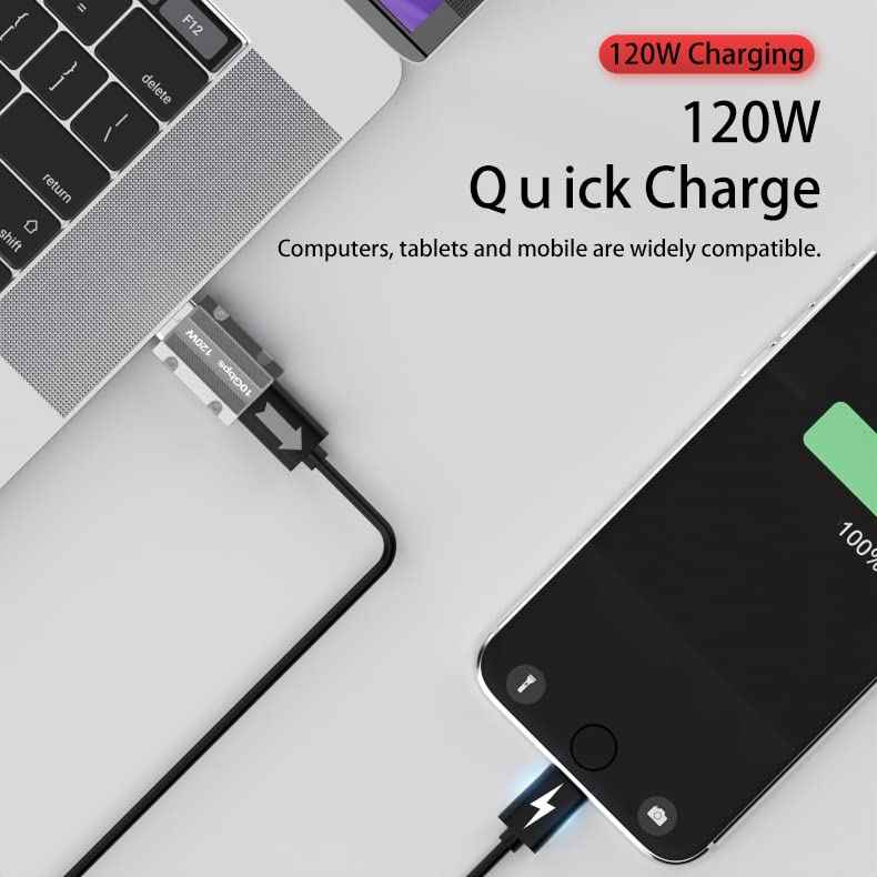 WLGQ 10Gbps USB A to C Adapter - Zinc Alloy Double-Sided USB C Female to USB Male with 10Gbps High-Speed Data Transfer & PD120W Stable Charging (2Pack) - WLGQHUB