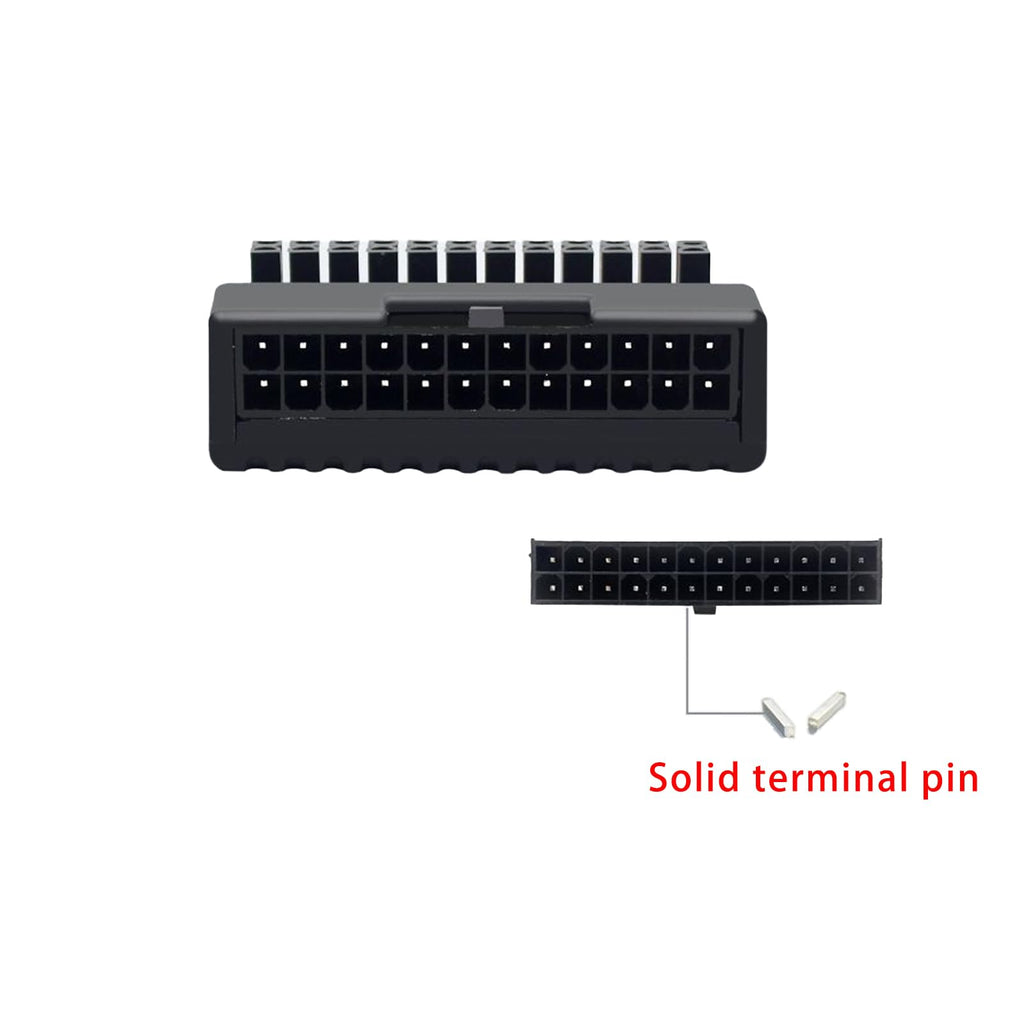 WLGQ ATX 24 Pin Right Angle Adapter - 90 Degree Male to Female Connector with Protective Shell for PC Motherboard Power Supply - WLGQHUB