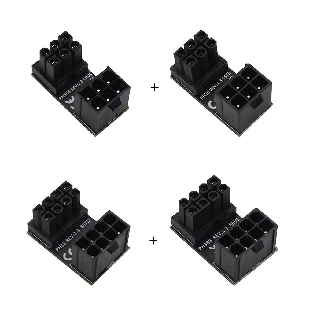 WLGQ ATX Female to Male 6pin Adapter 180 Degree Angled RVS for Desktop Graphics Card - WLGQHUB