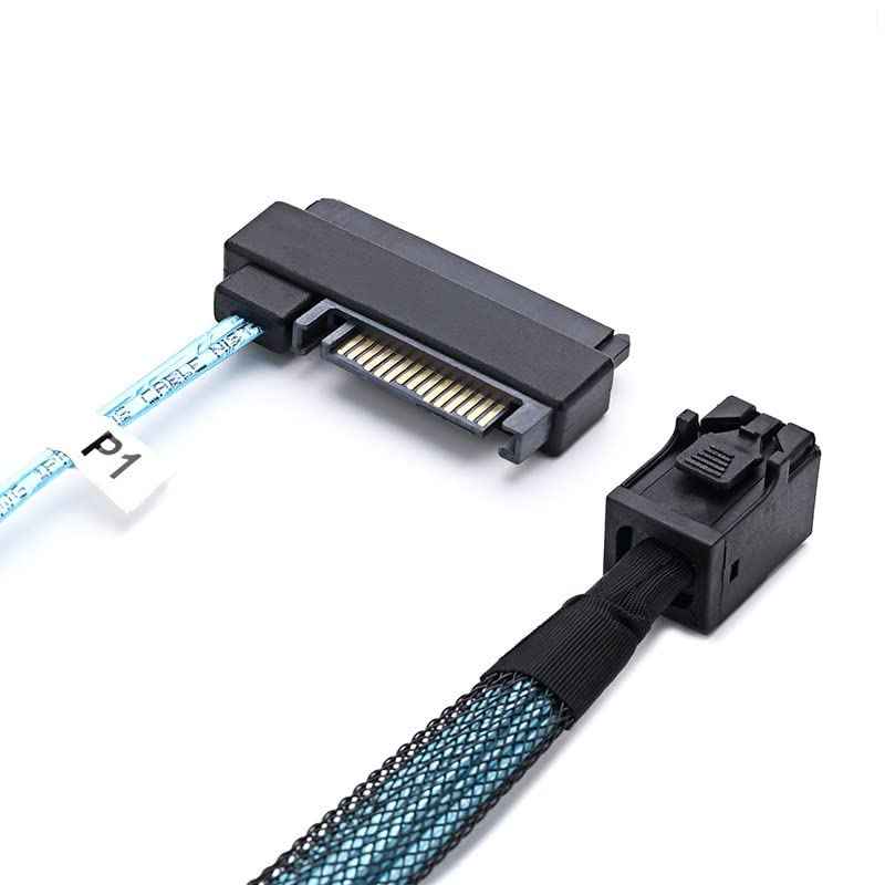 WLGQ Mini SAS to 4X SAS Cable SFF-8643 to SFF-8482 29Pin with SATA 15PIN Power Connector, One to Four, for RAID Controller to HDD 1.6FT - WLGQHUB