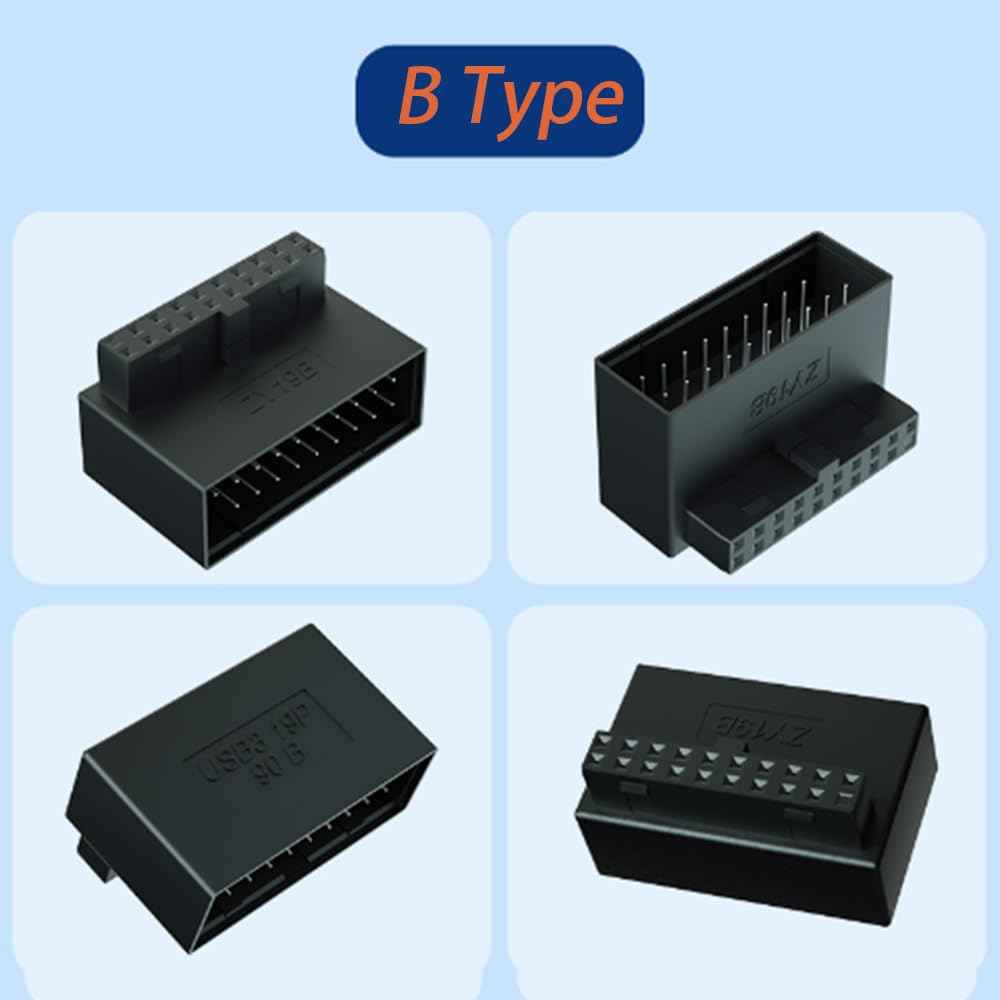 WLGQ USB 3.0 Right Angle Extension Adapter 90 Degree Male to Female for Efficient Cable Management & Easy PC Assembly - WLGQHUB