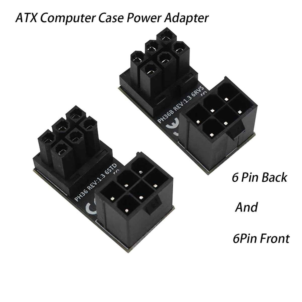 WLGQ ATX Female to Male 6pin Adapter 180 Degree Angled RVS for Desktop Graphics Card - WLGQHUB