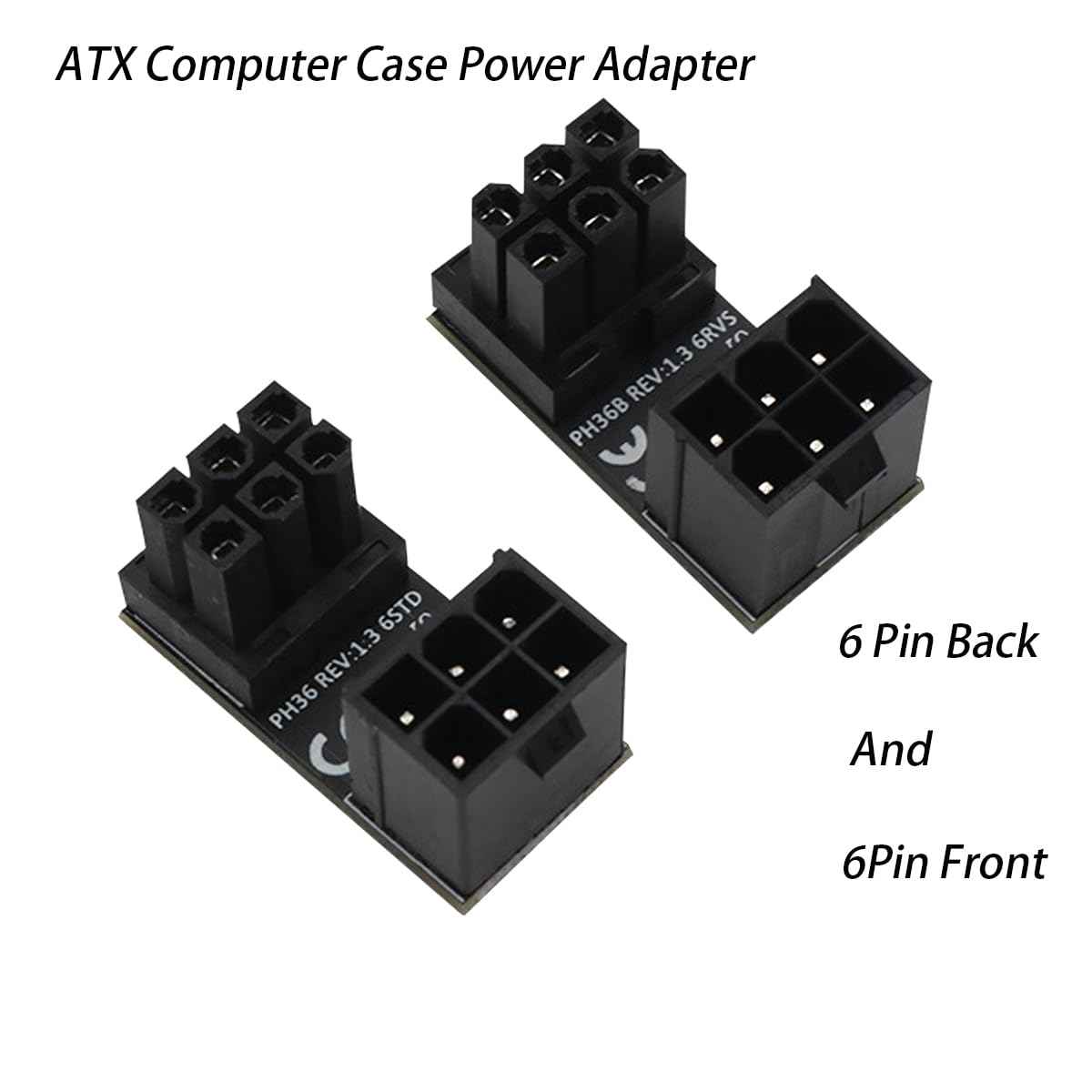 WLGQ ATX Female to Male 6pin Adapter 180 Degree Angled RVS for Desktop Graphics Card - WLGQHUB
