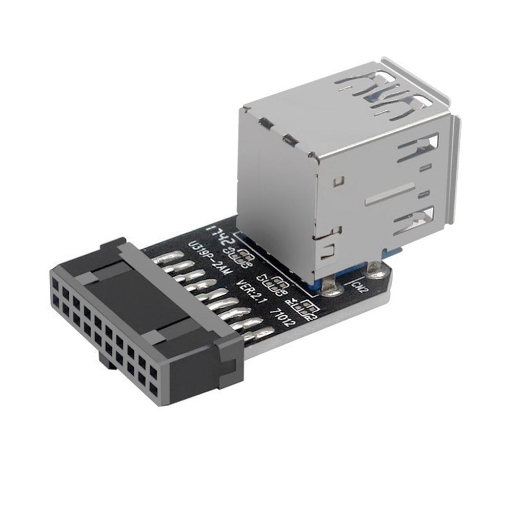 WLGQ USB 3.0 Dual Port Adapter – 19/20 PIN to Dual USB 3.0 Female Header for PC Motherboard Expansion (A) - WLGQHUB