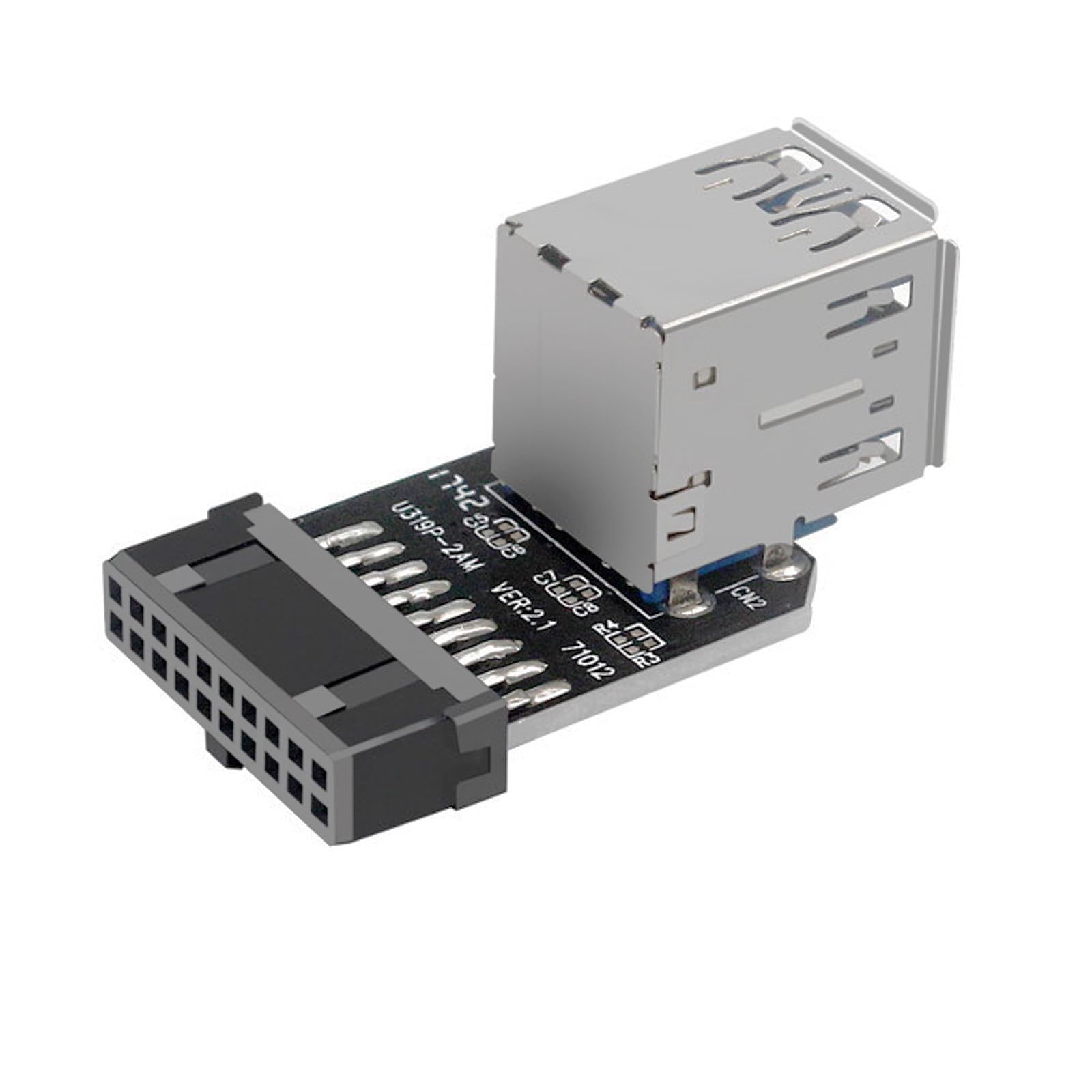 WLGQ USB 3.0 Dual Port Adapter – 19/20 PIN to Dual USB 3.0 Female Header for PC Motherboard Expansion (A) - WLGQHUB
