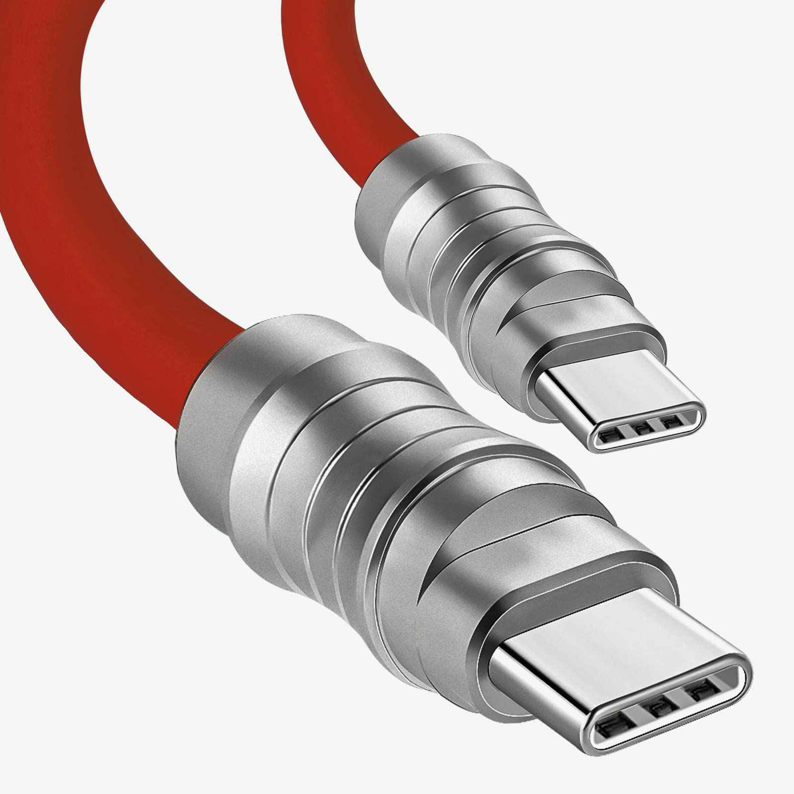 WLGQ Geek Industrial Custom USB-C Fast Charging Cable - 3.3Ft USB-C to USB-C PD 100W, Skin-Friendly Silicone with Metal Plug for Laptop, Tablet, and Phone (Blue) - WLGQHUB