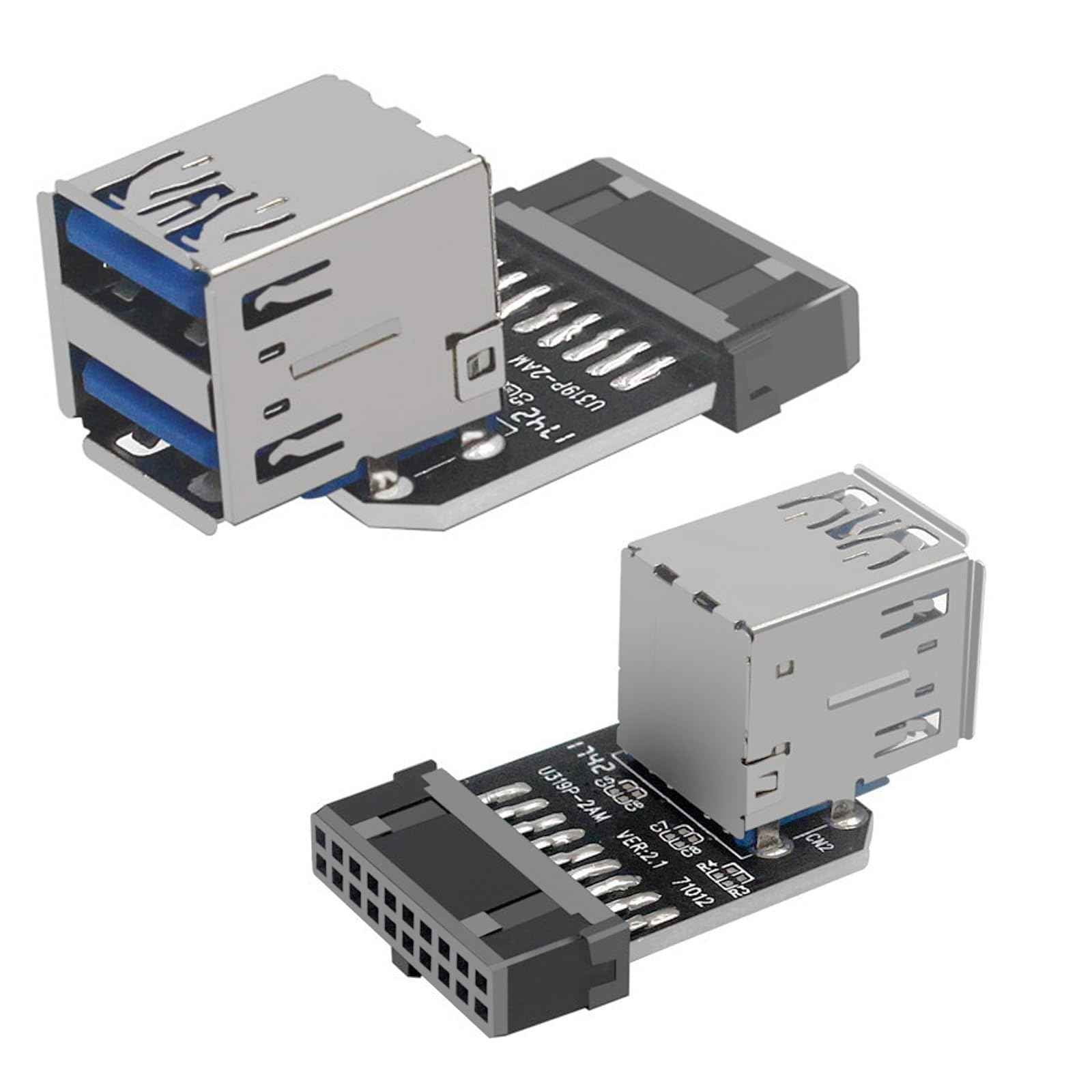 WLGQ USB 3.0 Dual Port Adapter – 19/20 PIN to Dual USB 3.0 Female Header for PC Motherboard Expansion (A) - WLGQHUB