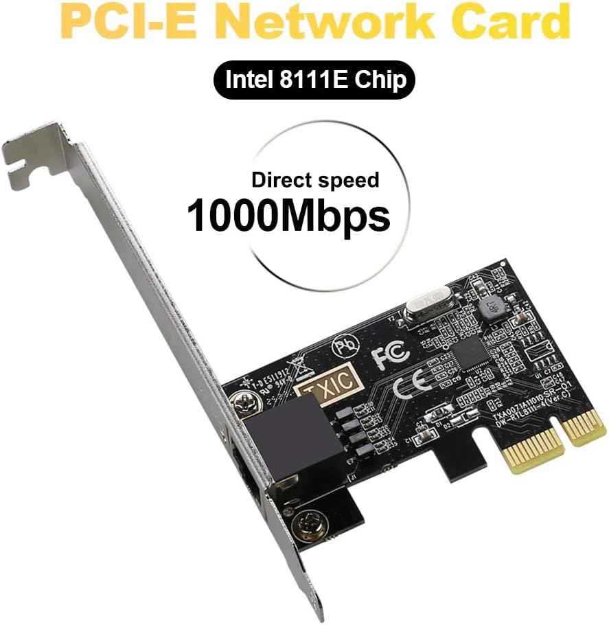 PCI-E Network Card - Gigabit Ethernet Adapter with Intel 8111E Chip, 1000Mbps, PCI Express X1 Interface - WLGQHUB