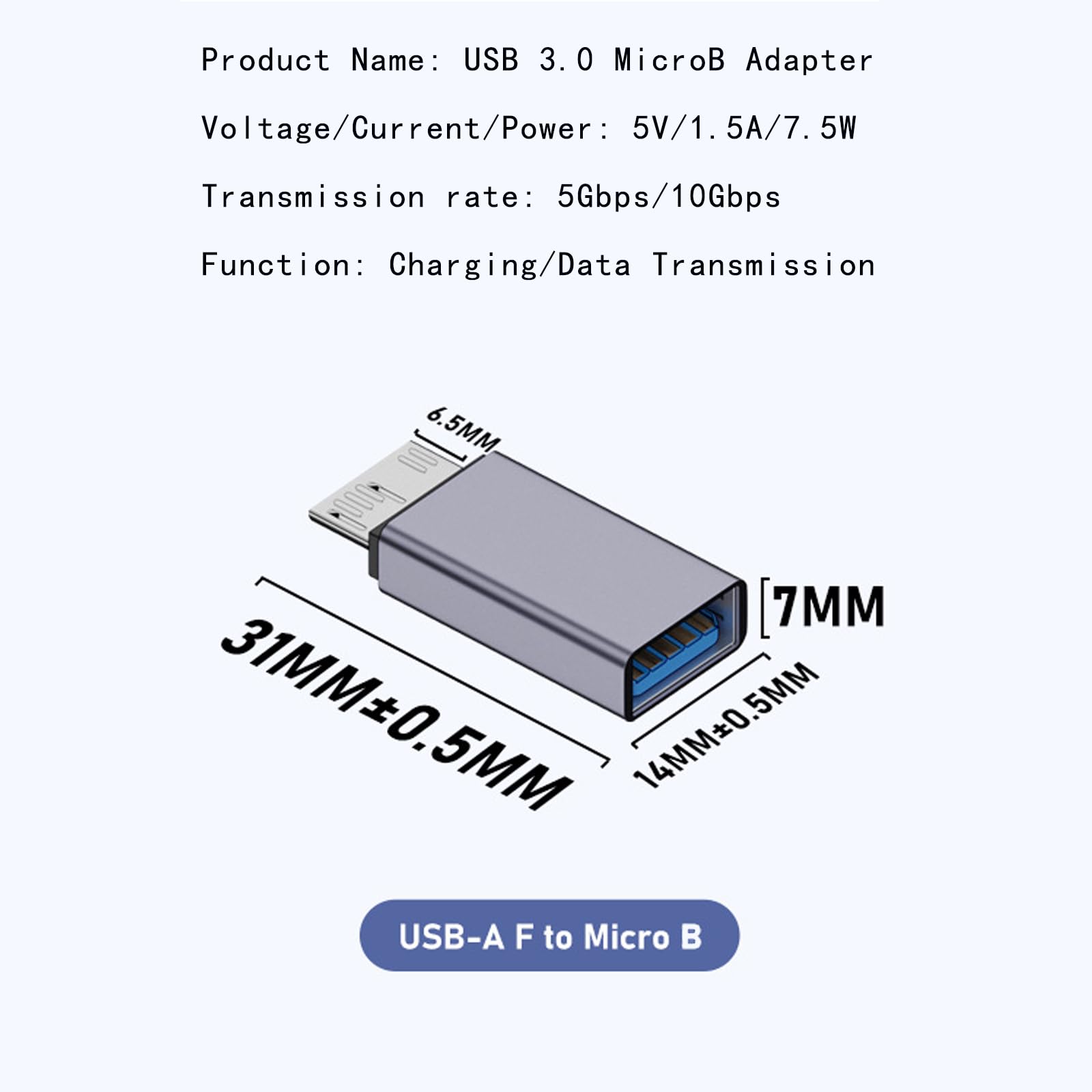 WLGQ USB Micro B to A Adapter - 5Gbps Converter for External Hard Drive, SSD, Camera - OTG Support, Gray (3-Pack) - WLGQHUB