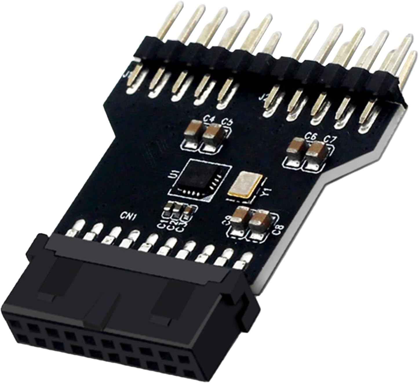 WLGQ USB 3.0 to USB 2.0 Adapter - 19/20 PIN to Dual Motherboard 9PIN Converter, Black PCB Board - WLGQHUB