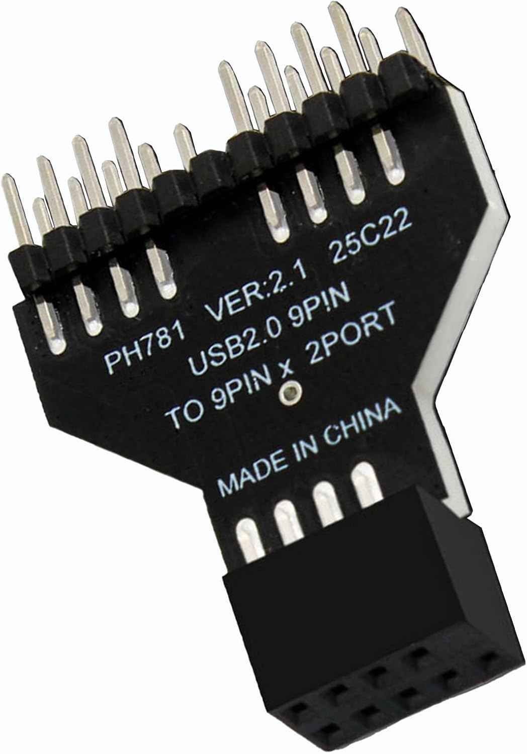 WLGQ USB 2.0 Motherboard Adapter - 9Pin Header to Dual Port Internal USB Splitter, Black - WLGQHUB