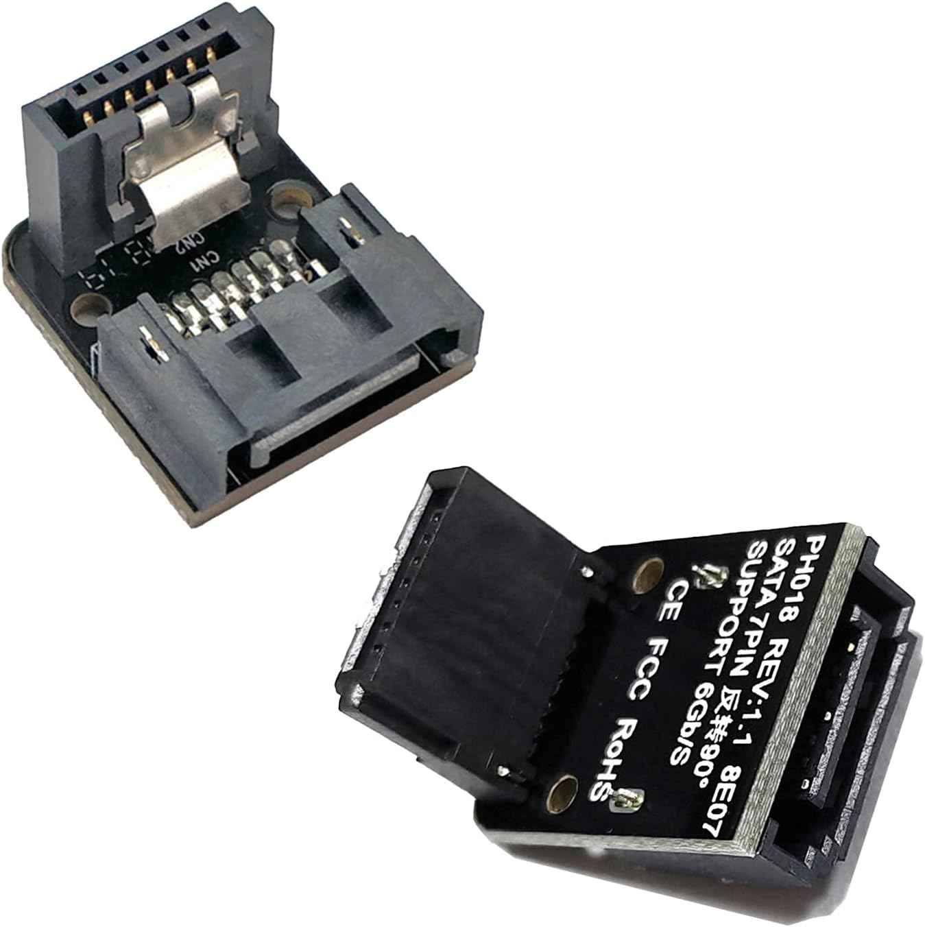 WLGQ SATA Right Angle Adapter - Male to Female 90 Degree Type A & Type B, 2 Pack - WLGQHUB