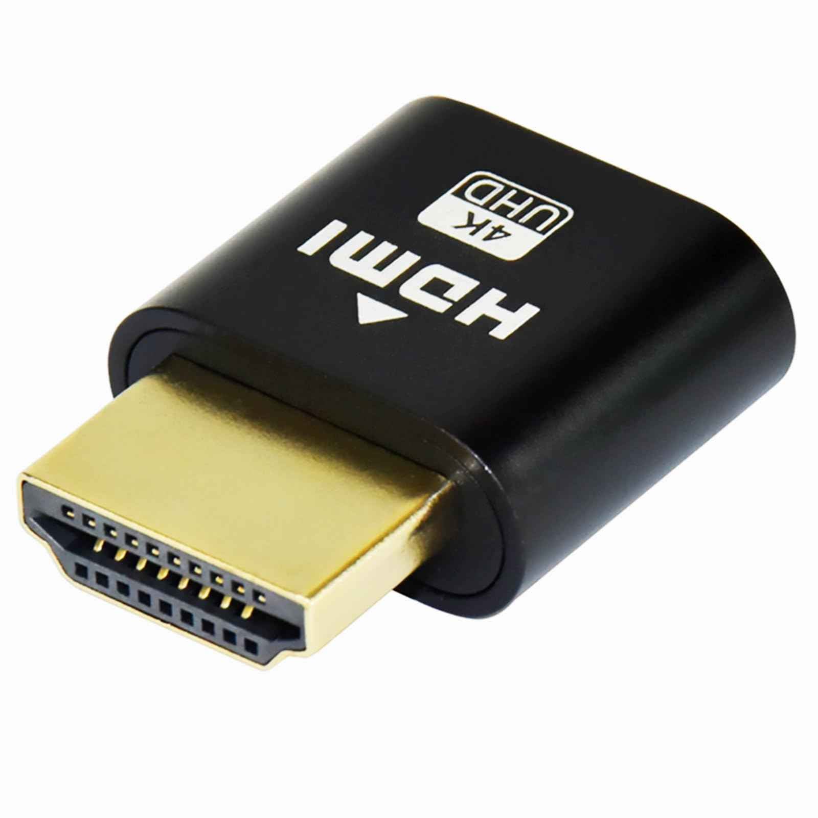 WLGQ 4K HDMI Dummy Load Emulator - High Resolution Virtual Monitor Display Adapter (Black - 1pc) - WLGQHUB