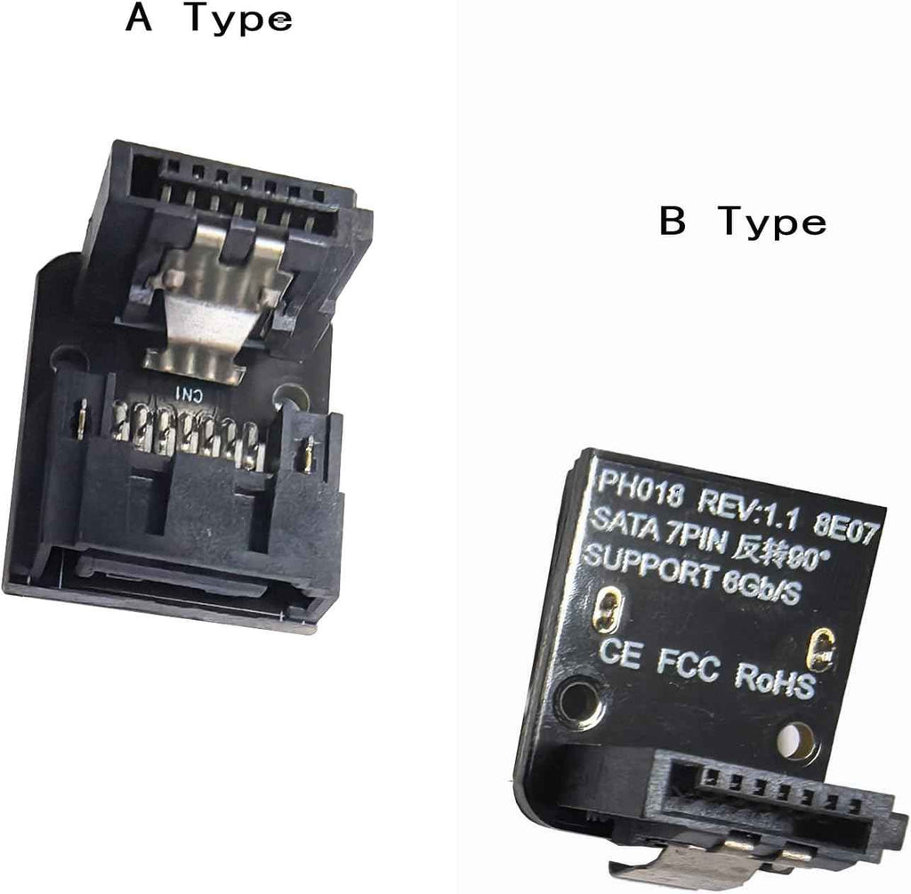 WLGQ SATA Right Angle Adapter - Male to Female 90 Degree Type A & Type B, 2 Pack - WLGQHUB